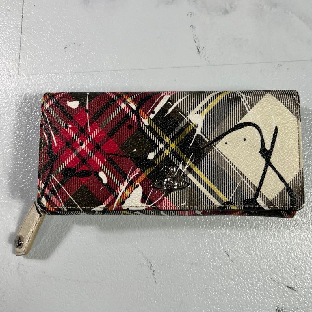 未使用級 Vivienne Westwoodダービーチェック オーブ 長財布