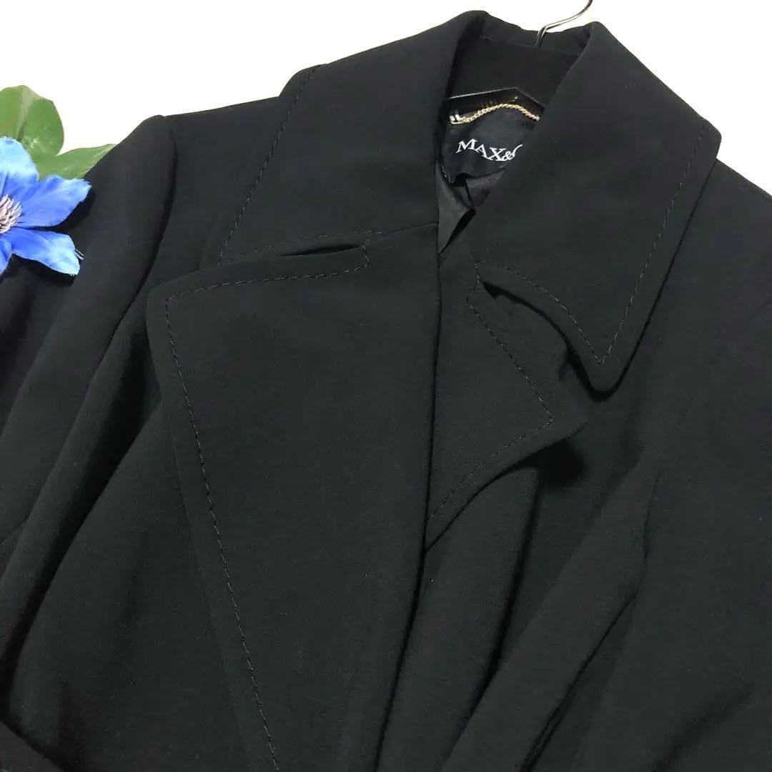 極美品　マックス&コー　ロングコート　ベルテッドコート　黒　42