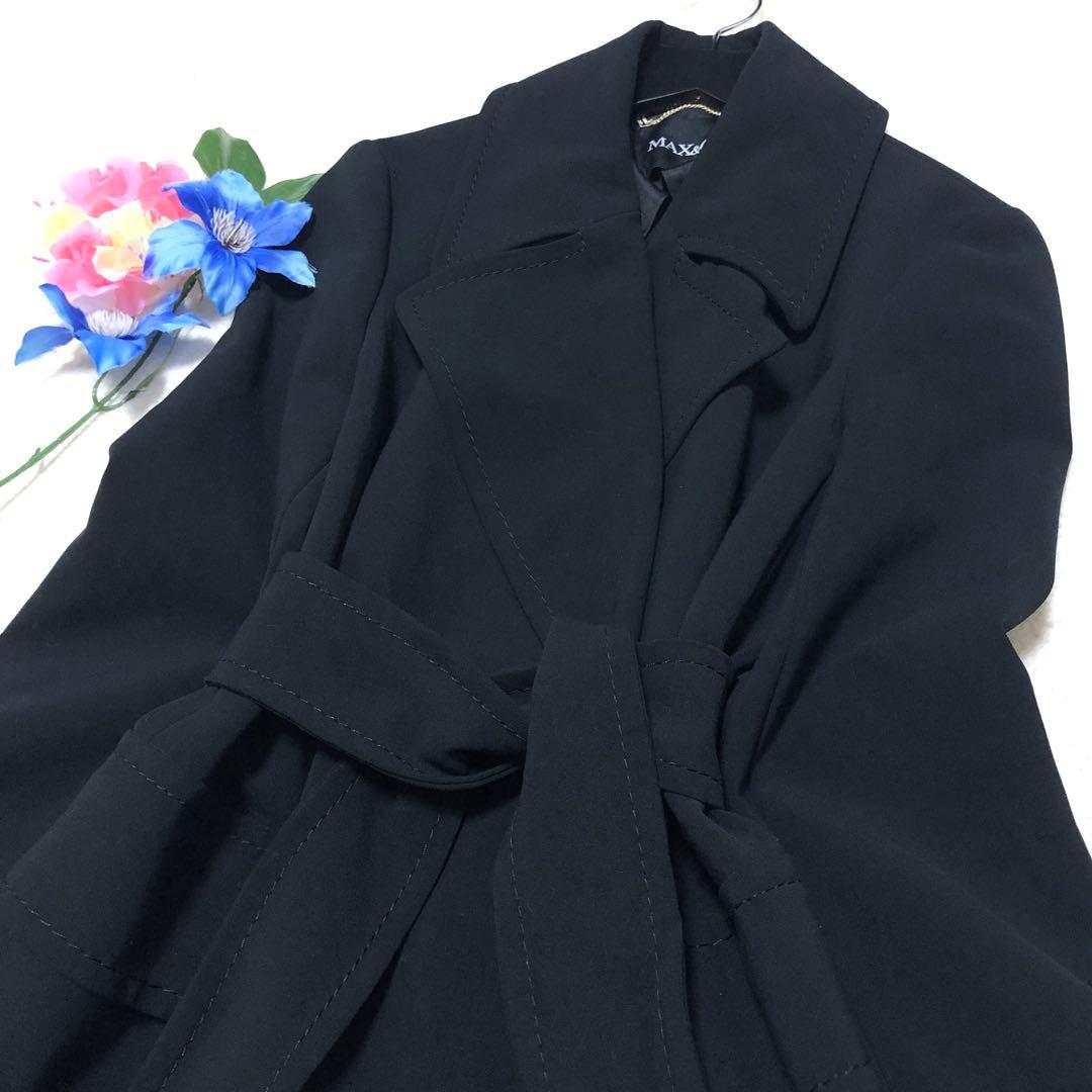 極美品　マックス&コー　ロングコート　ベルテッドコート　黒　42