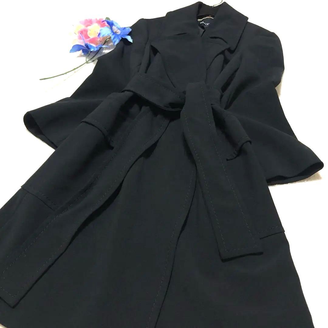極美品　マックス&コー　ロングコート　ベルテッドコート　黒　42