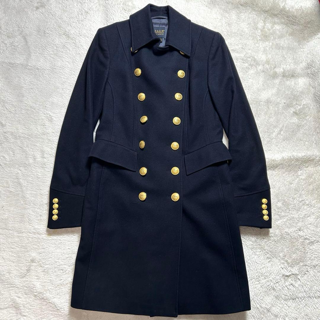 ドゥーズィエムクラス　PAUW ウール　ナポレオンコート　ネイビー　金ボタン
