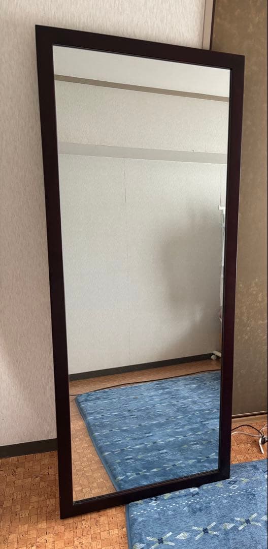 壁掛け鏡 66×1.7×161cm 天然木フレーム　飛散防止仕様　大型鏡