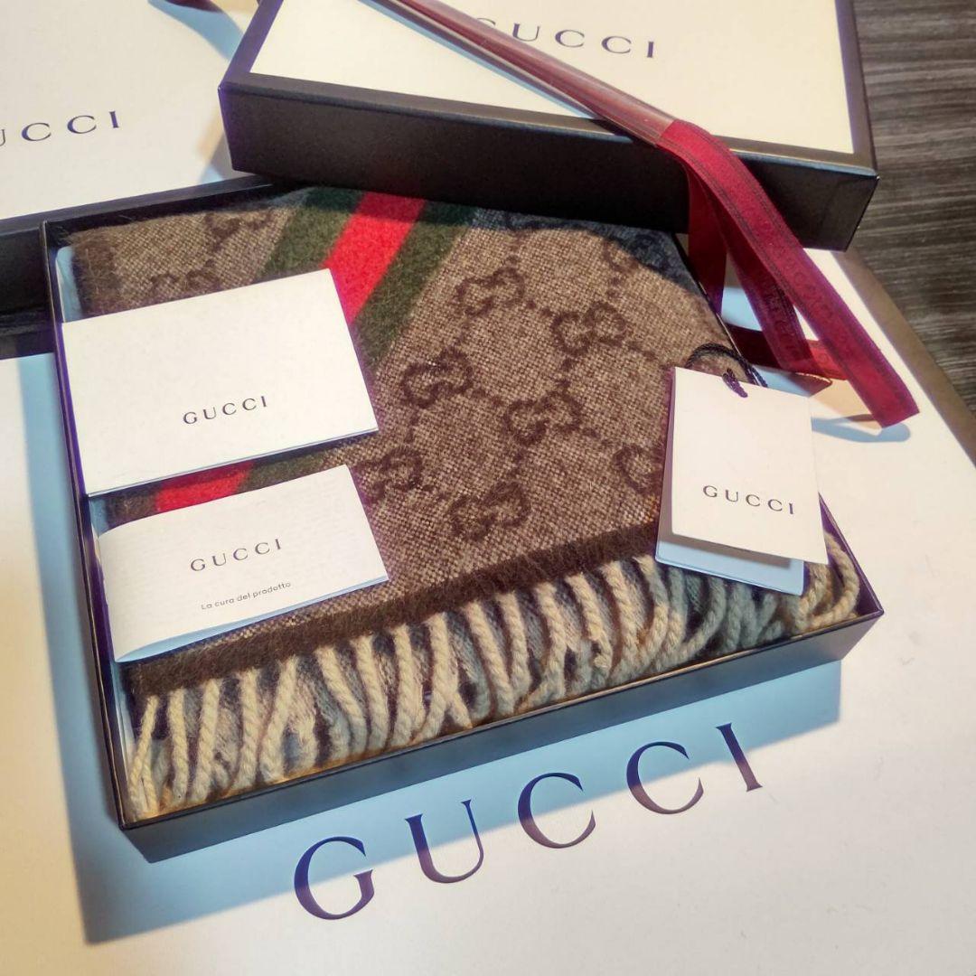 ❤美品箱付き❤GUCCI マフラー ストール ショール スカーフ❤　ブラウン　❤