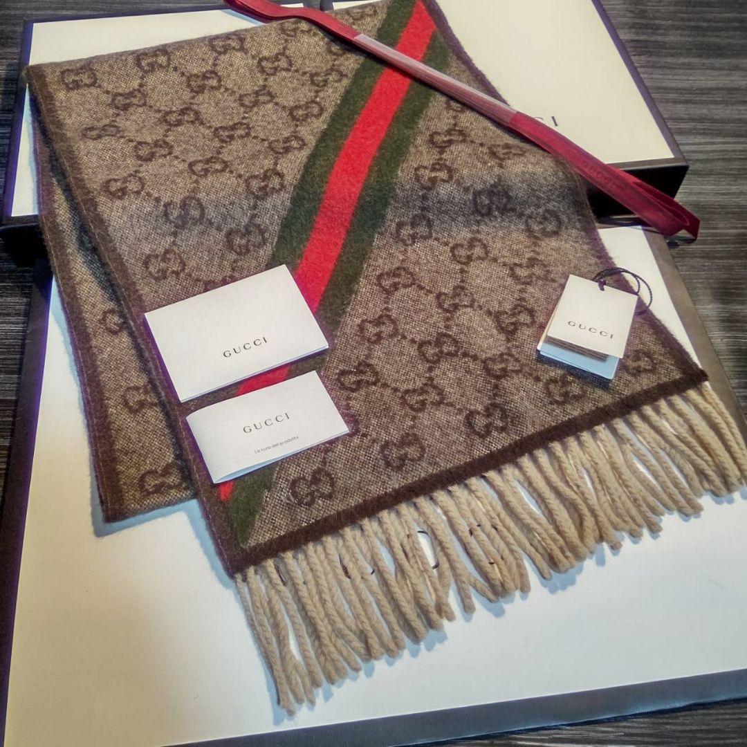 ❤美品箱付き❤GUCCI マフラー ストール ショール スカーフ❤　ブラウン　❤