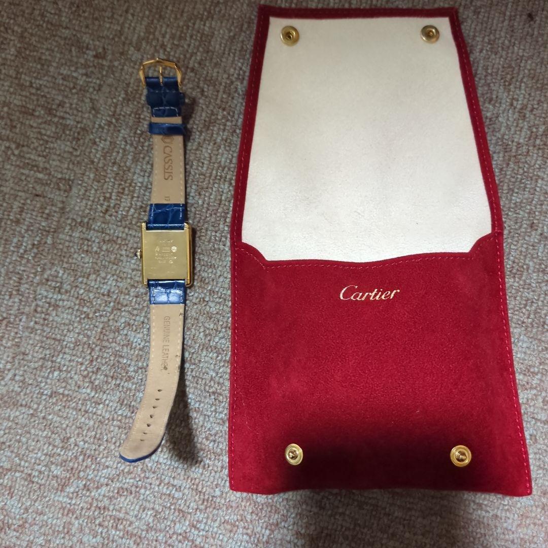 Cartierカルティエ青文字盤レザーベルト 時計