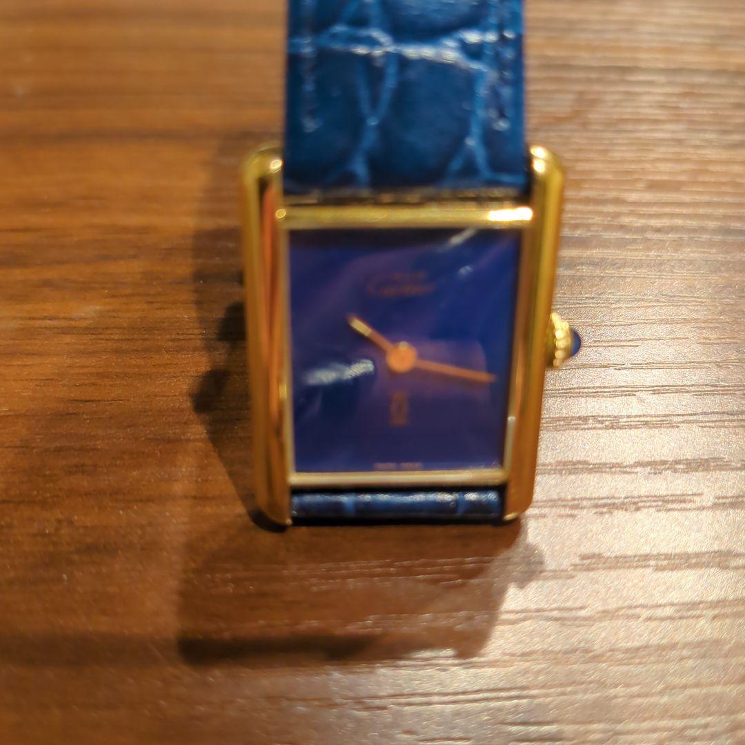 Cartierカルティエ青文字盤レザーベルト 時計