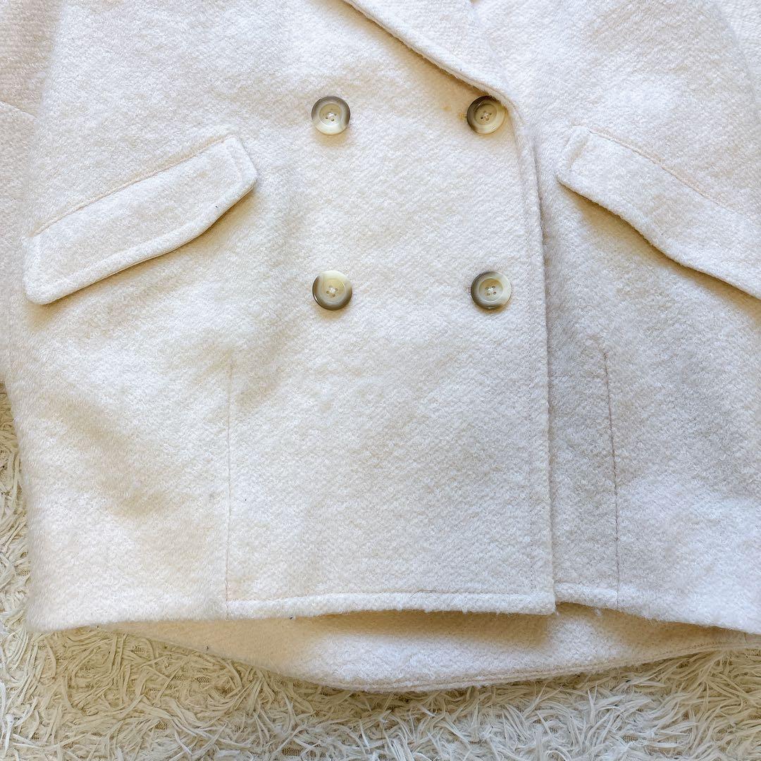 snidel スナイデル　sustainaウールコクーンダブルコート　ボア　白