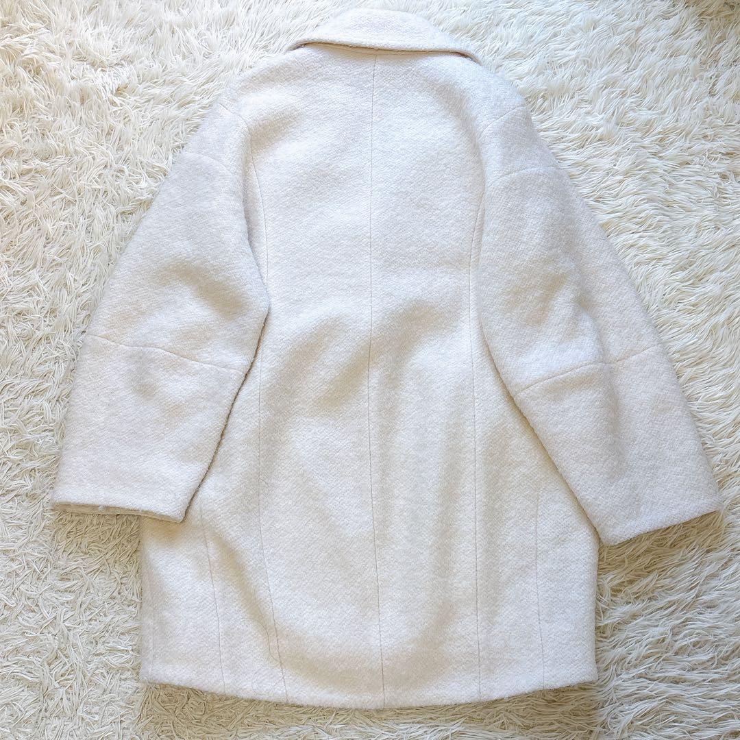 snidel スナイデル　sustainaウールコクーンダブルコート　ボア　白