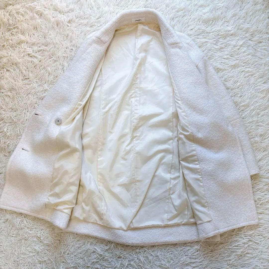 snidel スナイデル　sustainaウールコクーンダブルコート　ボア　白