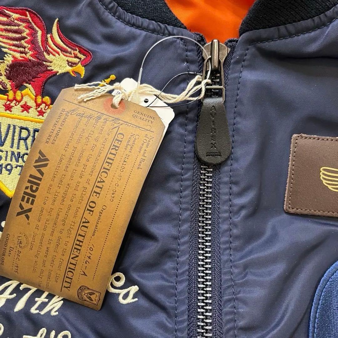タグ付き✨AVIREX MA-1 フライトジャケット M ネイビー ワッペン