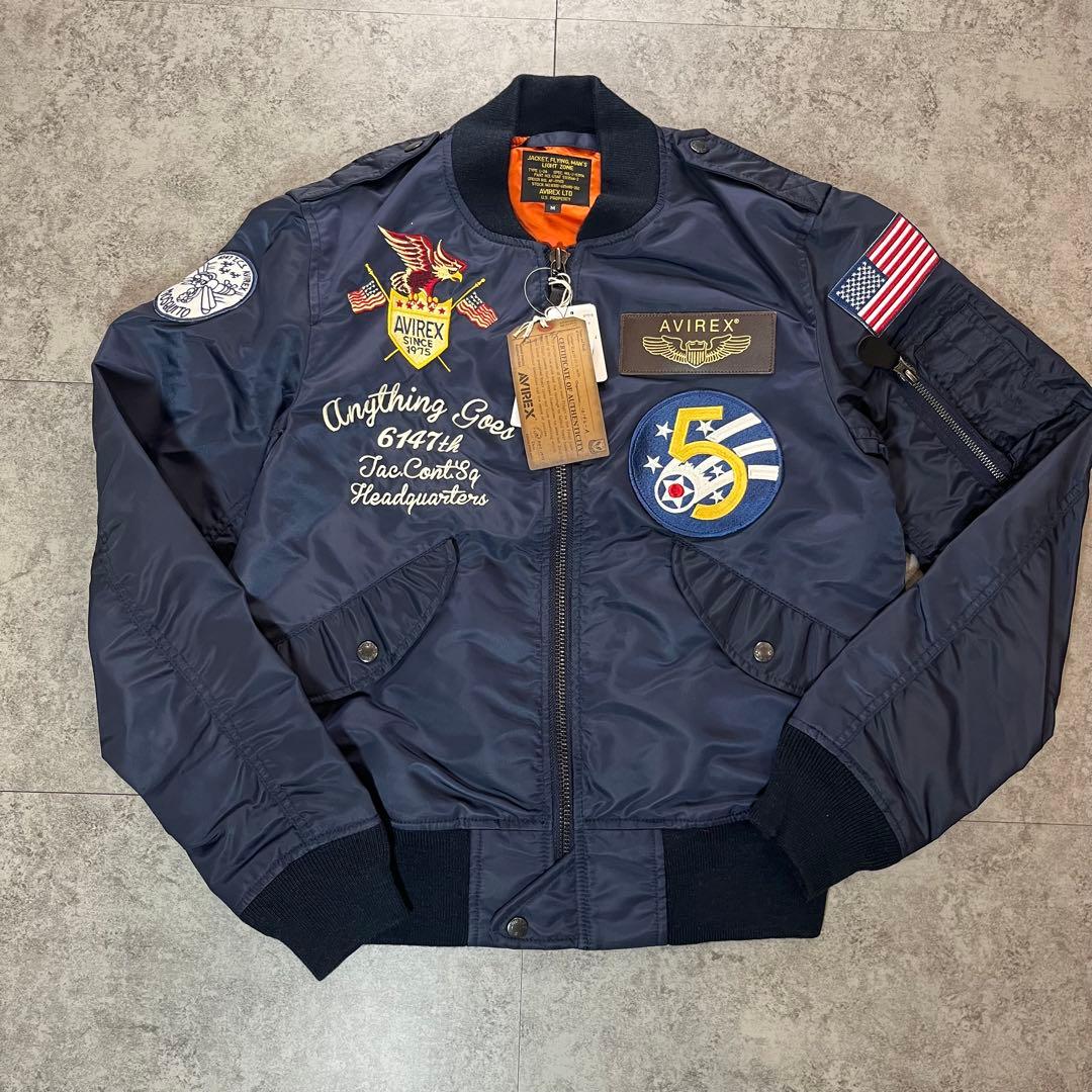 タグ付き✨AVIREX MA-1 フライトジャケット M ネイビー ワッペン