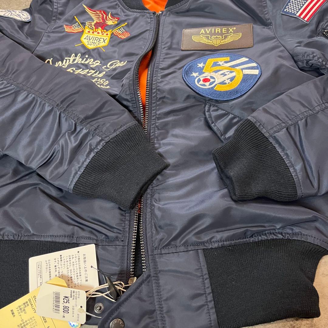 タグ付き✨AVIREX MA-1 フライトジャケット M ネイビー ワッペン