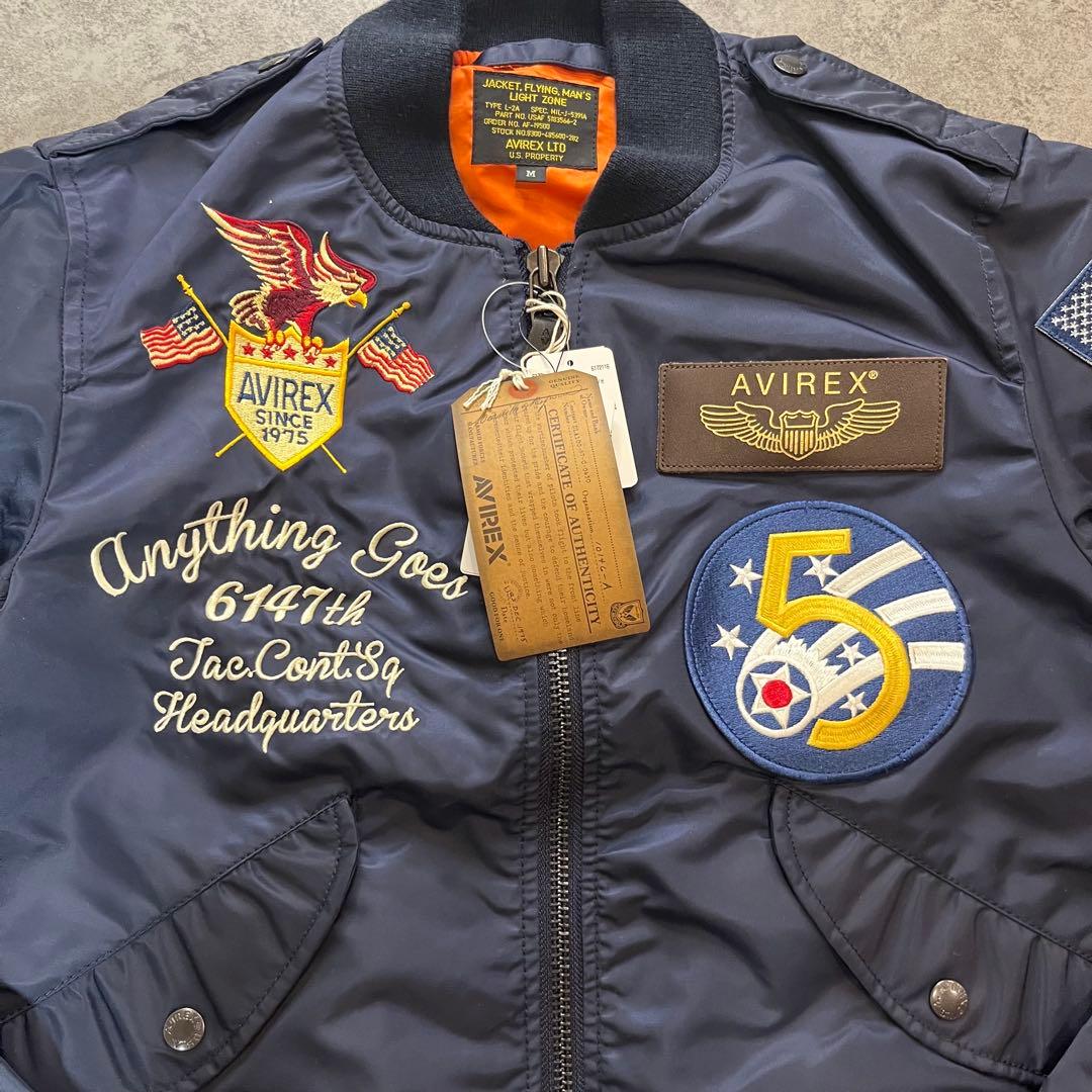 タグ付き✨AVIREX MA-1 フライトジャケット M ネイビー ワッペン