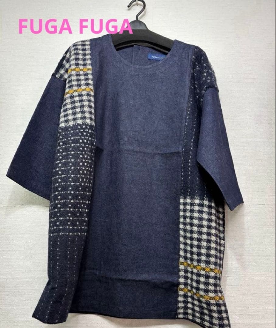 ☆新品☆ 佐藤繊維 FUGA FUGA ニット切り替えデザイン デニムチュニック