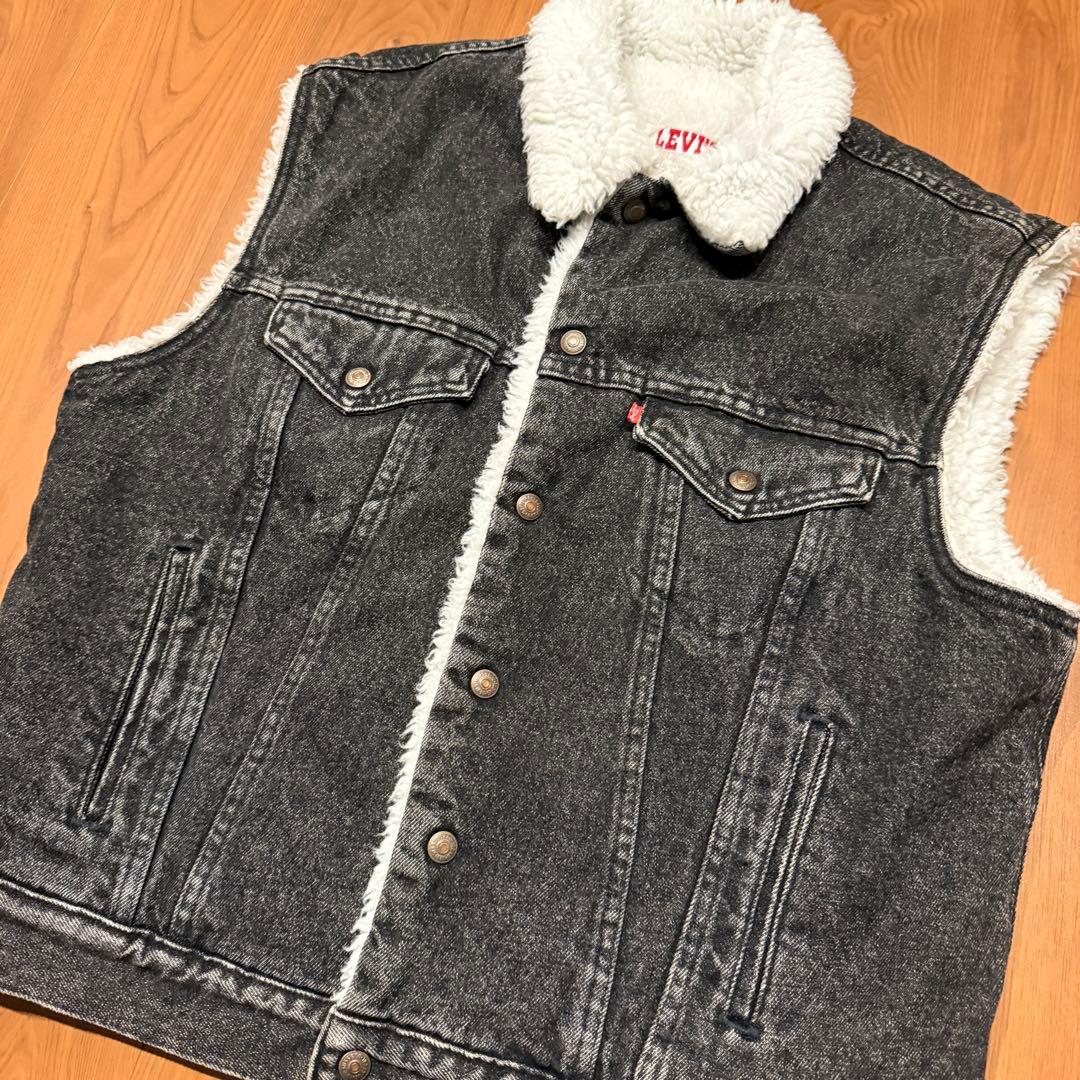ブラック ◎ 90s リーバイス USA製 デニム ボアベスト 黒