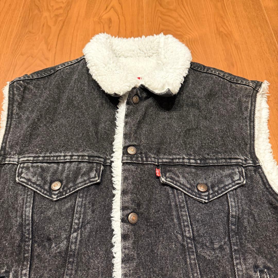 ブラック ◎ 90s リーバイス USA製 デニム ボアベスト 黒