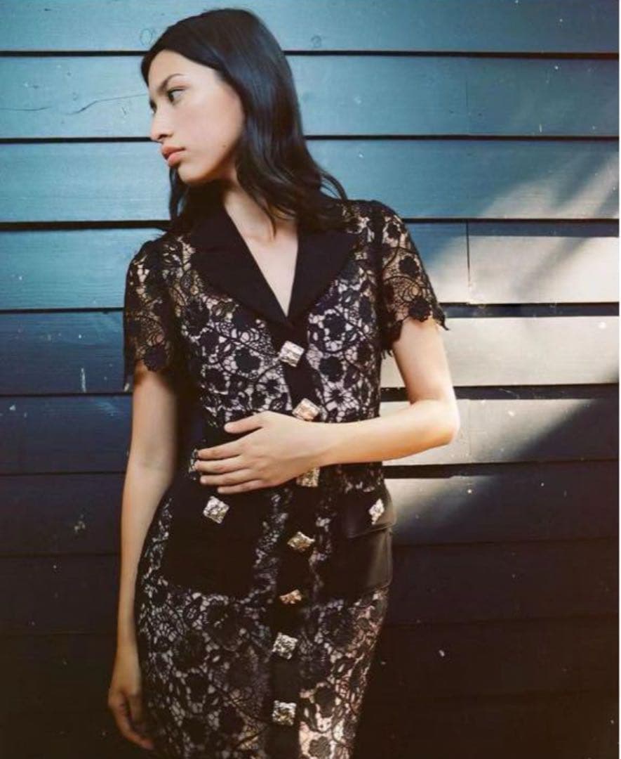 self-portrait 黒レースドレス　UK10