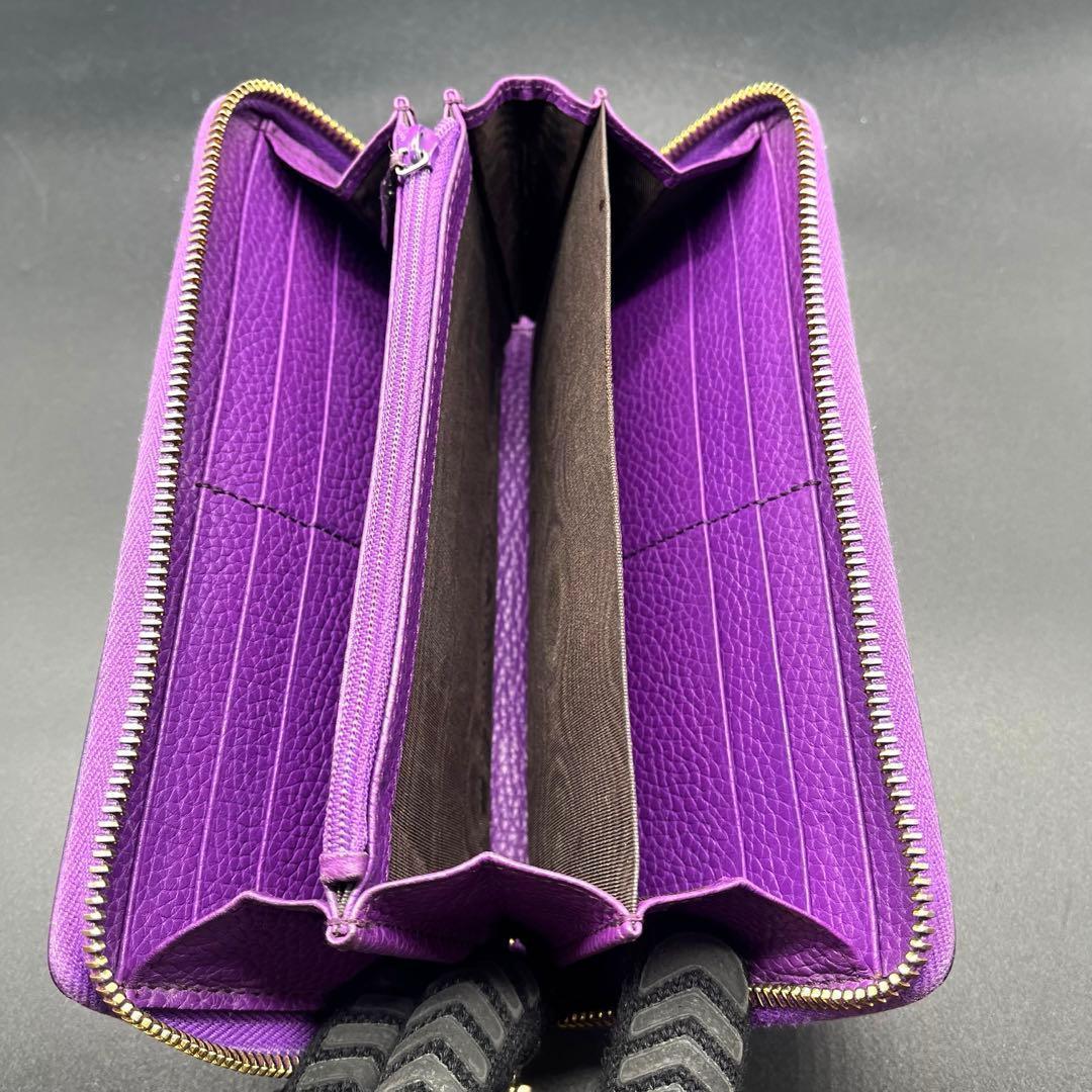 希少カラー✨グッチ 長財布 ラウンドファスナー ソーホー パープル レザー 本革