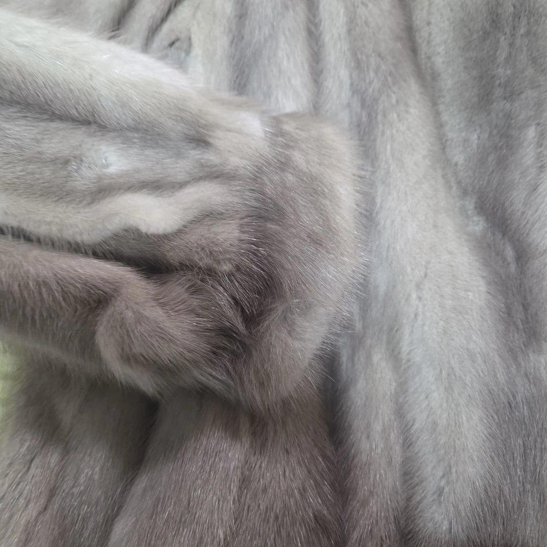 カナダ製 パステルミンク 絞り有 グレージュ系 レディース