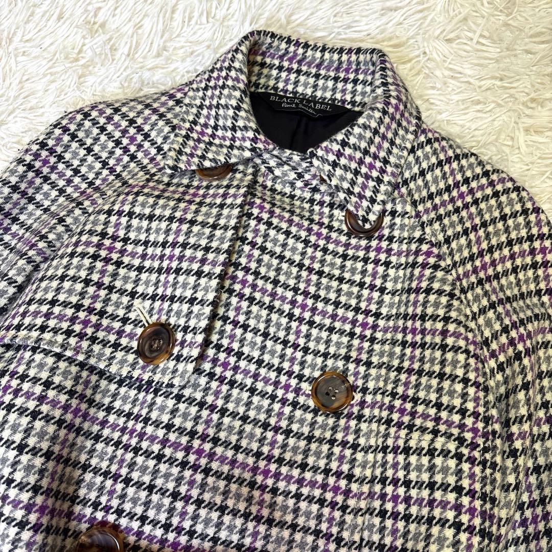 美品 ブラックレーベル ポールスミス ウール コート 千鳥格子 ベルト 40 L