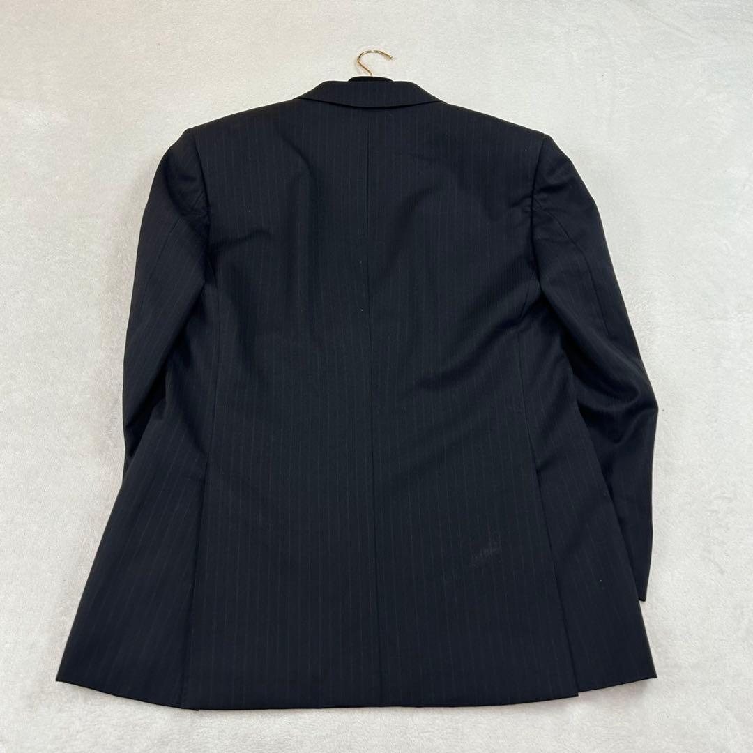 K603 美品 L バーバリーロンドン ストライプ スーツ上下 ブラック メンズ