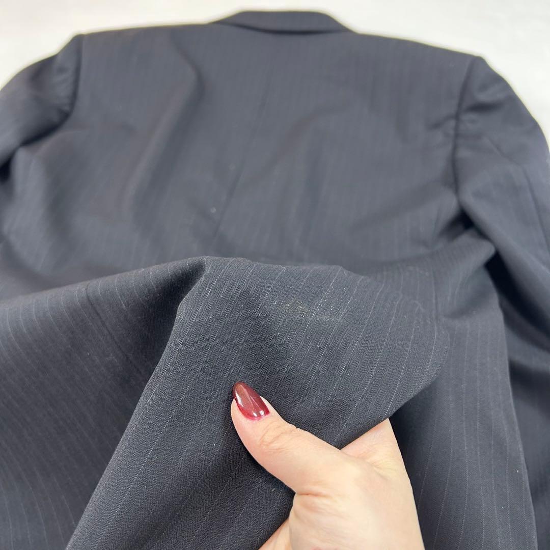 K603 美品 L バーバリーロンドン ストライプ スーツ上下 ブラック メンズ