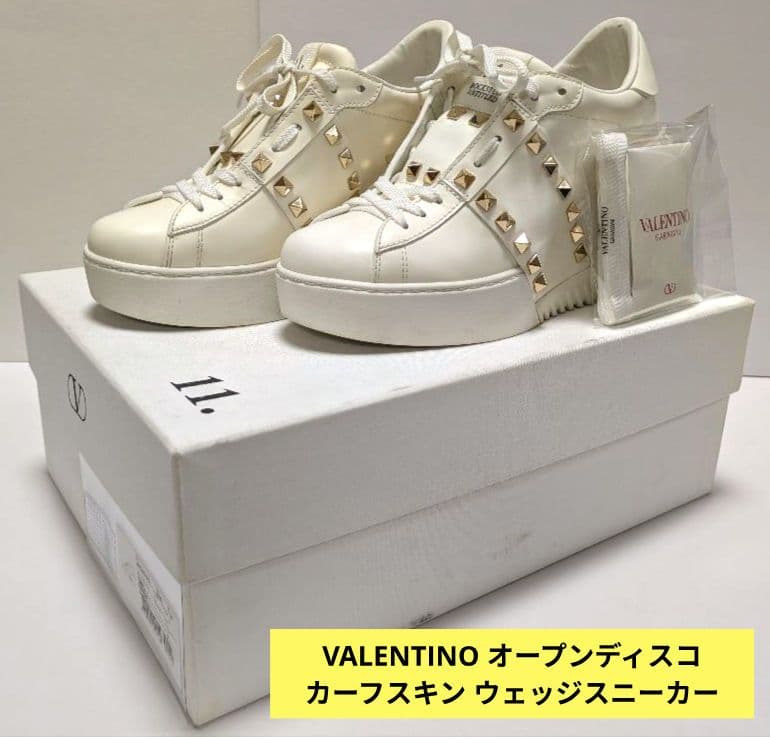 VALENTINO オープンディスコ カーフスキン ウェッジスニーカー　24cm