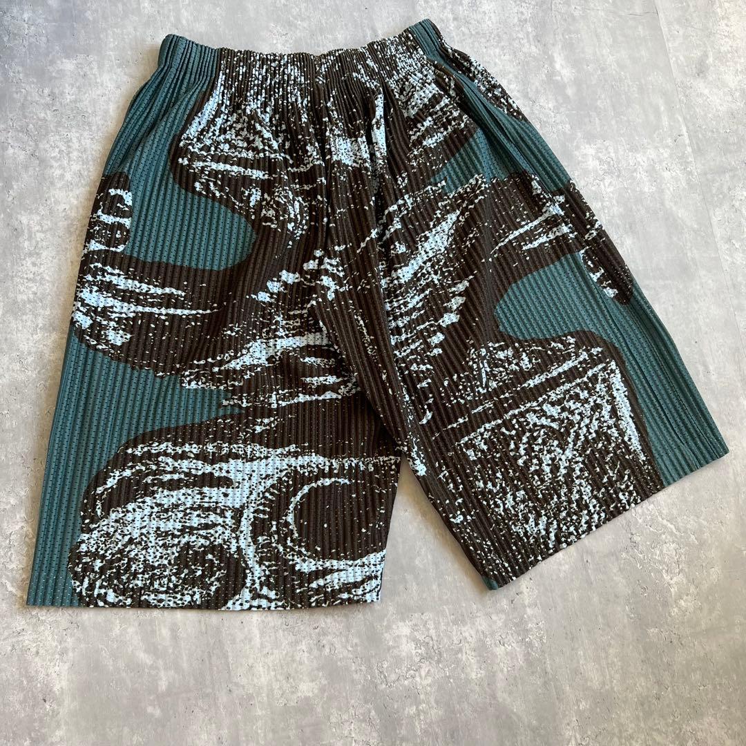 オムプリッセイッセイミヤケ　幻の一本　総柄　プリーツワイドショーツ　美品