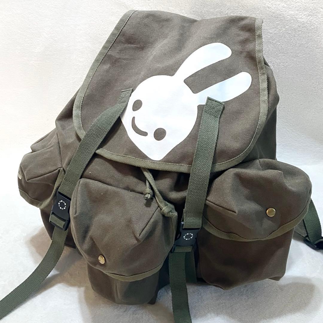 CUNE 帆布のミリタリーリュック うさぎ カーキ A4 大容量 バックパック