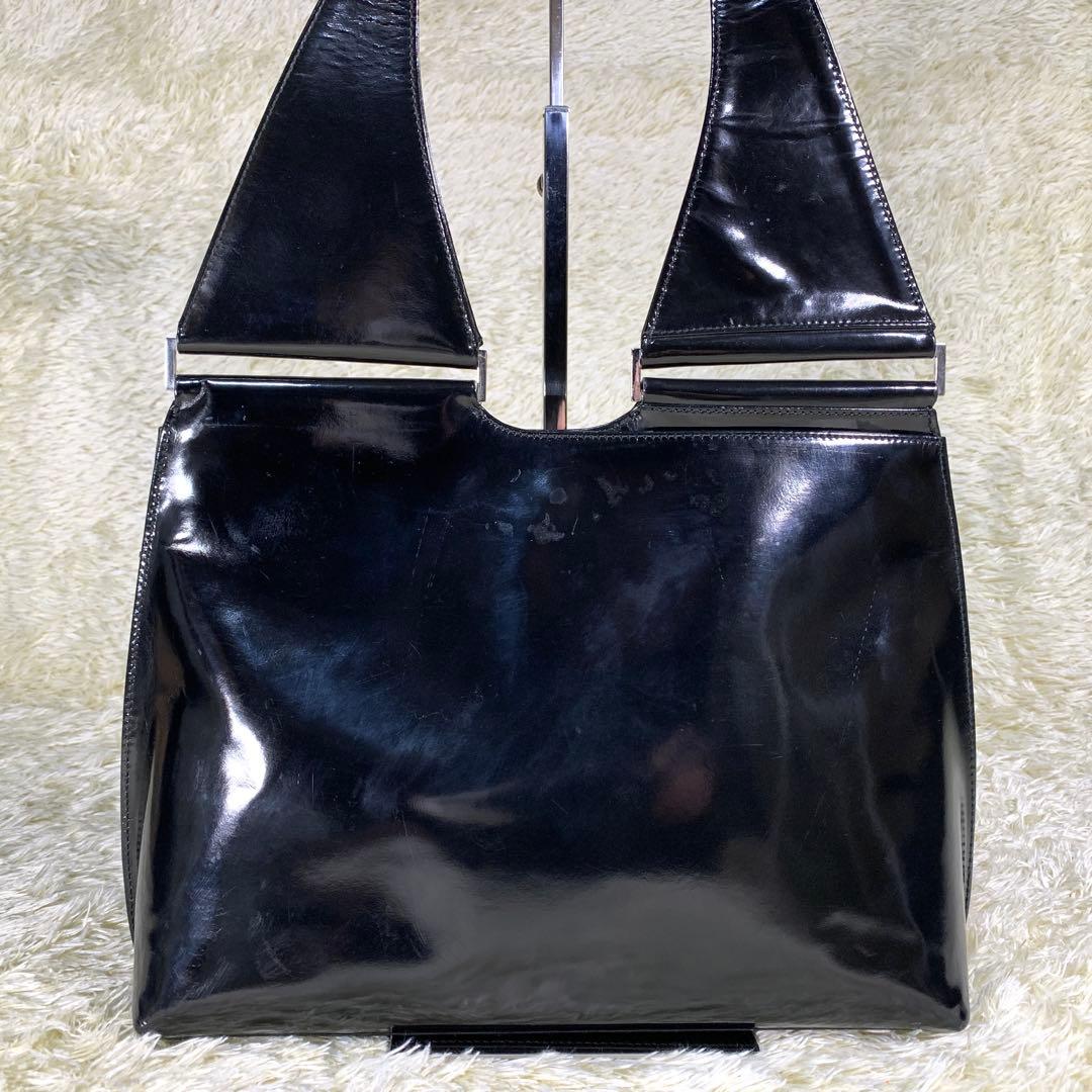 稀少 グッチ トムフォード期 90's エナメル ワンショルダーバッグ ブラック