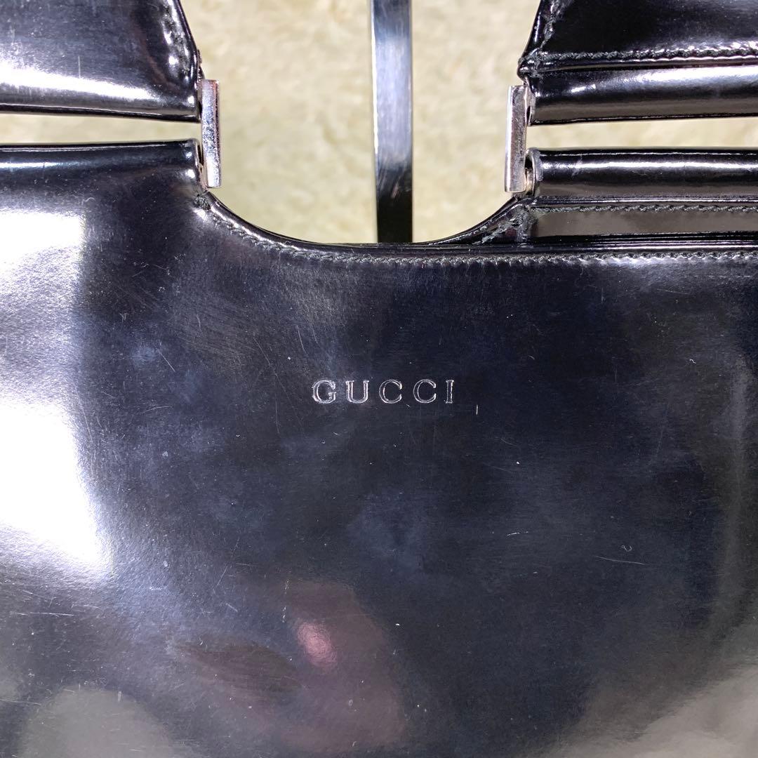 稀少 グッチ トムフォード期 90's エナメル ワンショルダーバッグ ブラック