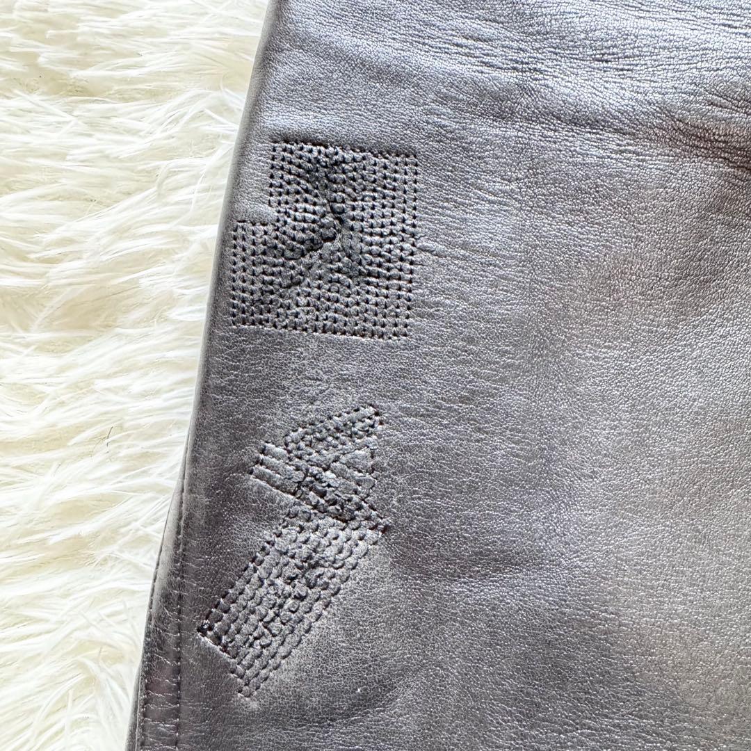 ✨極美品✨ agnes b 羊革 レザーパンツ 36 ブラック 本革 ストレート