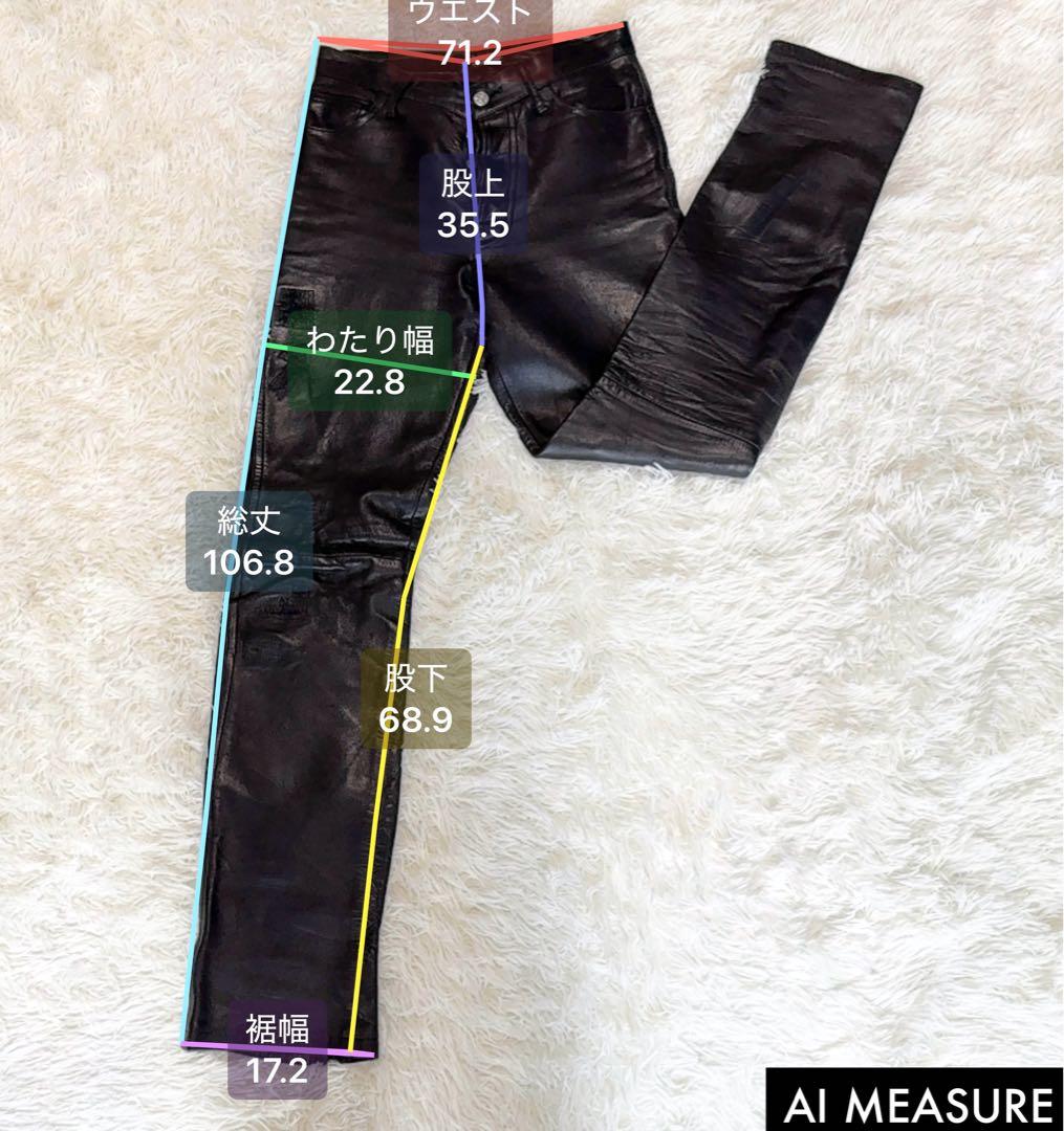 ✨極美品✨ agnes b 羊革 レザーパンツ 36 ブラック 本革 ストレート