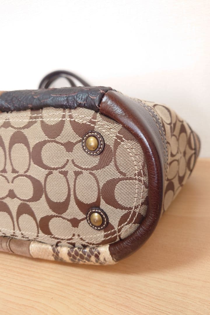 COACH コーチ トートバッグ パッチワーク 豹柄 キャンバスレザー