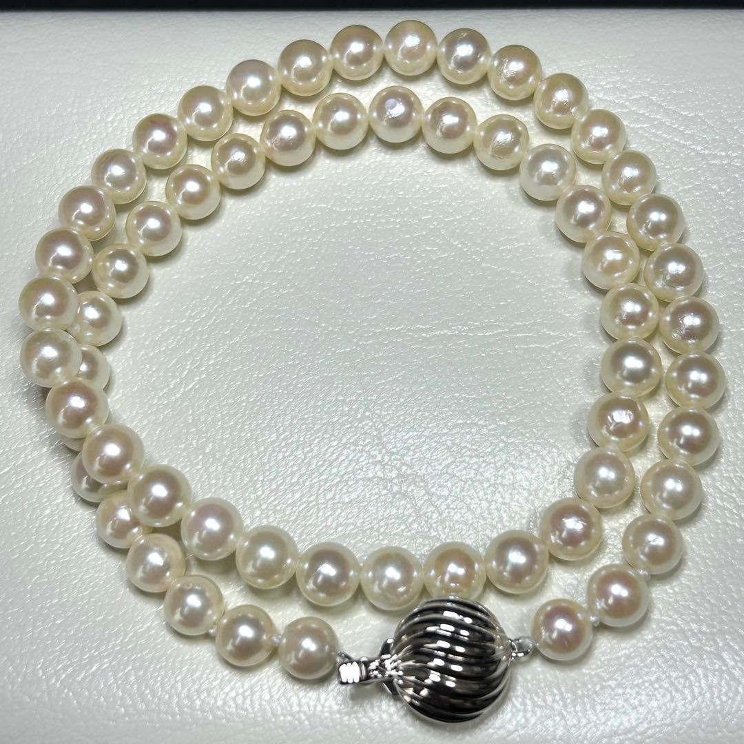 美品 アコヤ真珠 ネックレス 本真珠 パール silver 6mm〜7mm