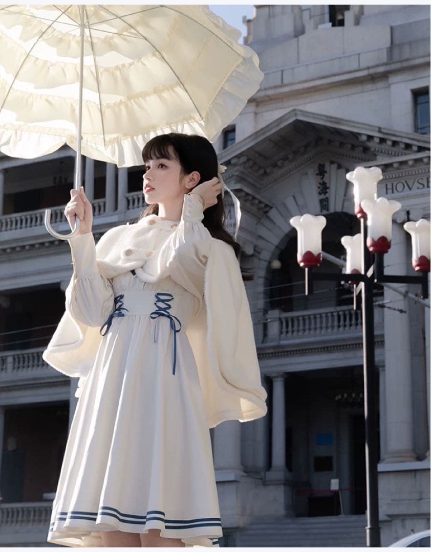 春秋コーデ❤️可愛いフード付ポンチョアウター