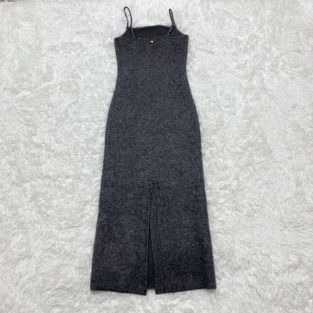 美品 anuans カシミヤブレンドキャミソールニットワンピース グレー