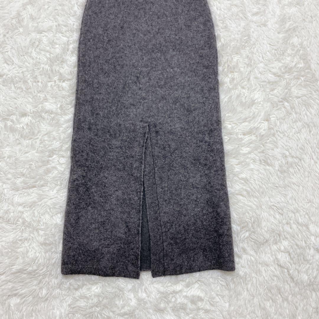 美品 anuans カシミヤブレンドキャミソールニットワンピース グレー