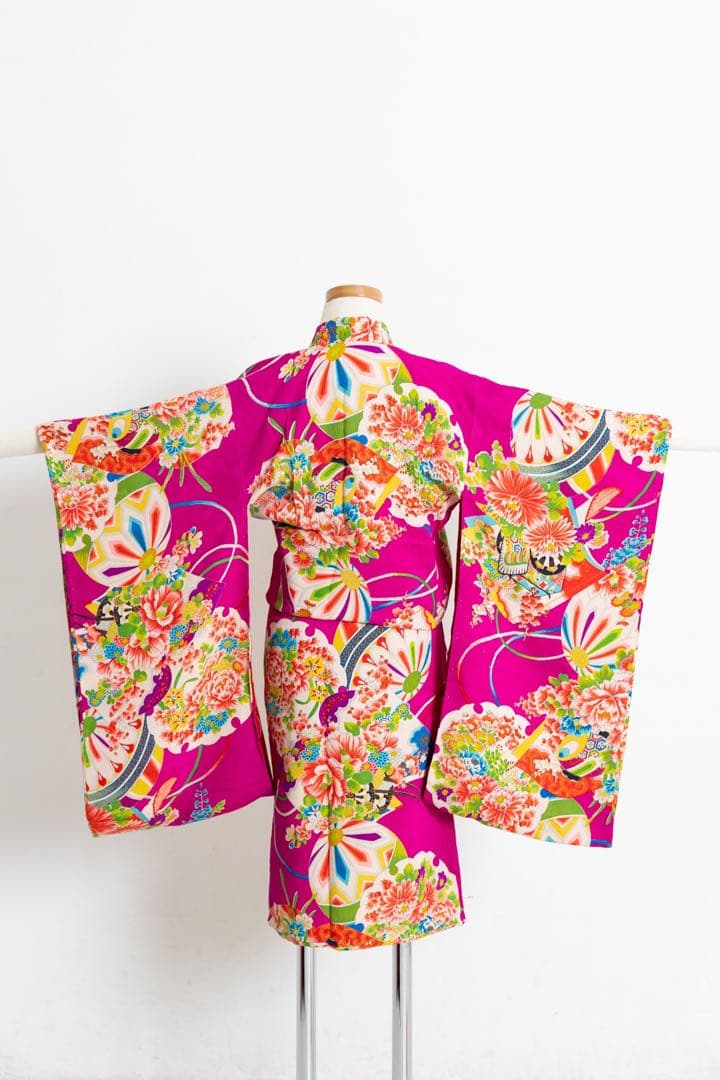 アンティーク着物　3歳七五三　子供着物　被布セット