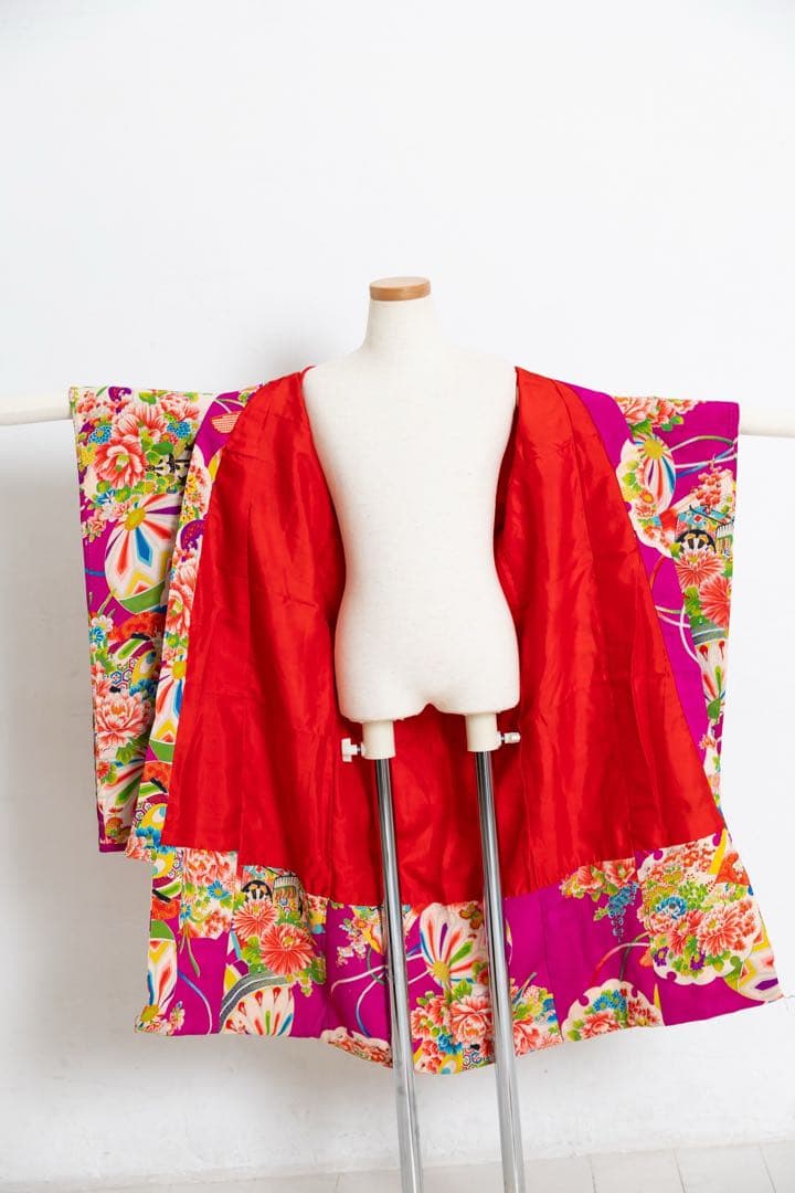 アンティーク着物　3歳七五三　子供着物　被布セット