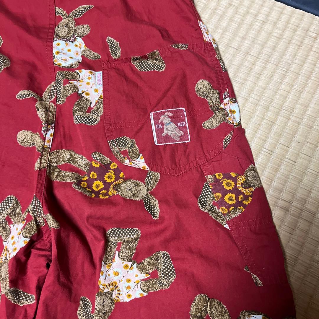 ピンクハウス オーバーオール オールインワン サロペット ウサギ 兎 レッド 赤