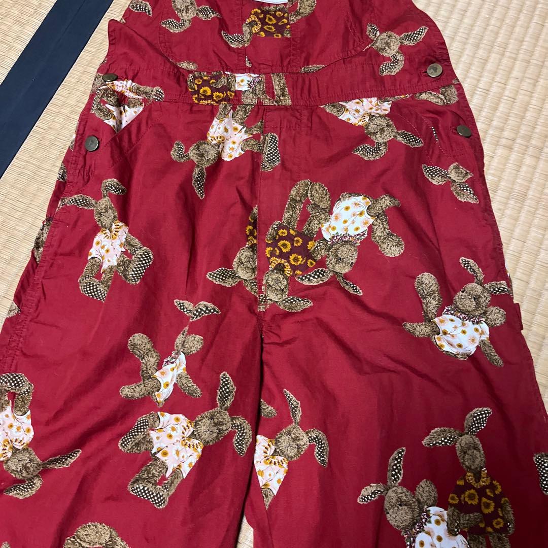 ピンクハウス オーバーオール オールインワン サロペット ウサギ 兎 レッド 赤