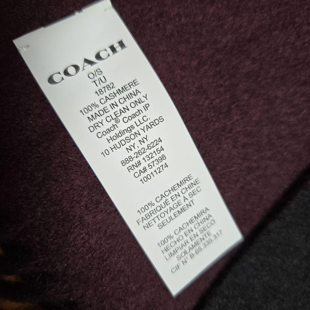 超美品　COACH　マフラー　カシミヤ100％　　黒　リバーシブル　馬車　ロゴ