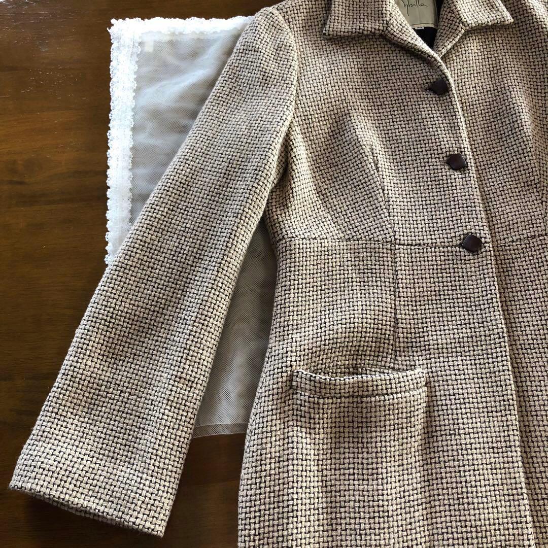 美品　シビラ　レディース　ウール　ロング　コート　アウター　ベージュ　黒　M