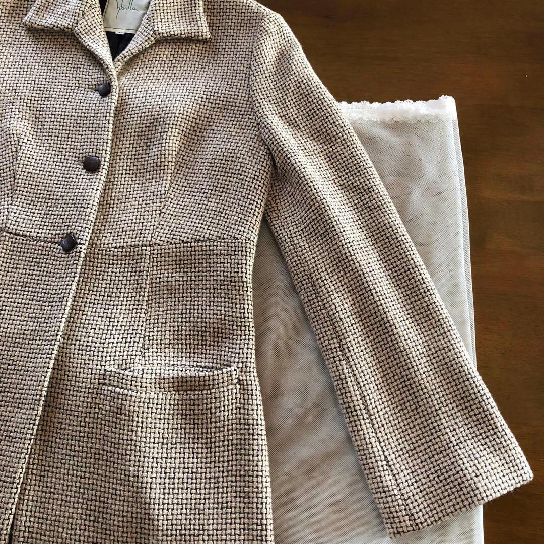 美品　シビラ　レディース　ウール　ロング　コート　アウター　ベージュ　黒　M