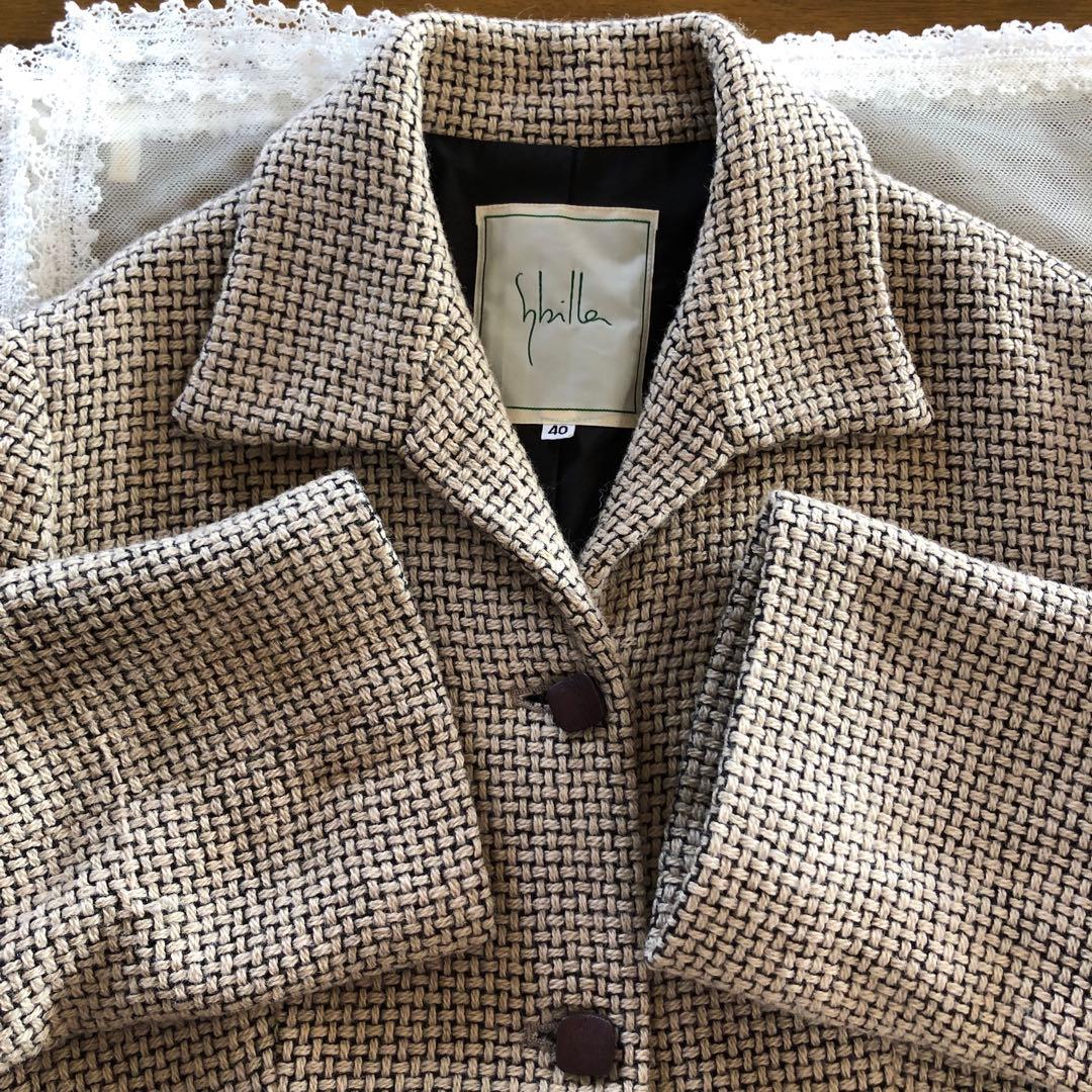 美品　シビラ　レディース　ウール　ロング　コート　アウター　ベージュ　黒　M