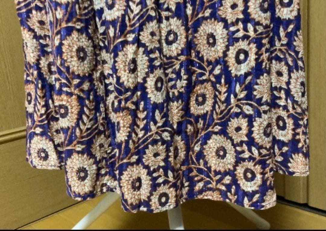 ne Quittez pas 花柄ロングワンピース 長袖 Vネック　Sサイズ