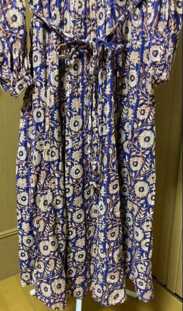 ne Quittez pas 花柄ロングワンピース 長袖 Vネック　Sサイズ