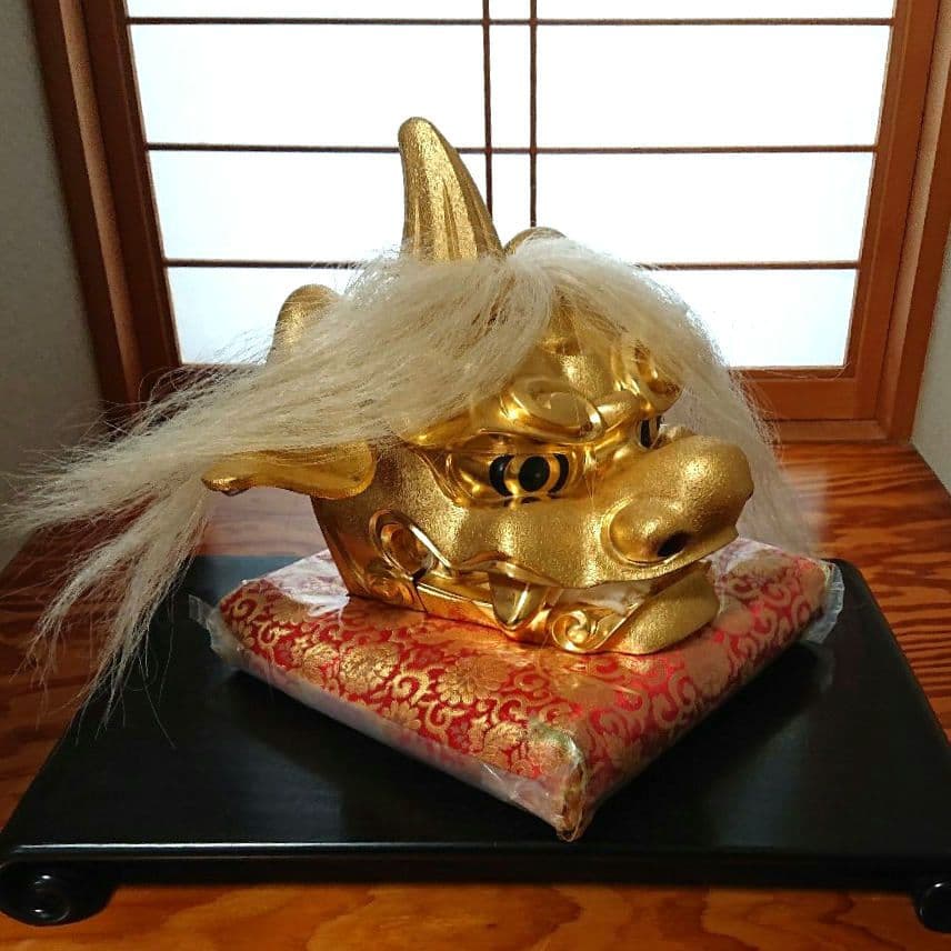 獅子頭 金箔 富山県井波彫刻