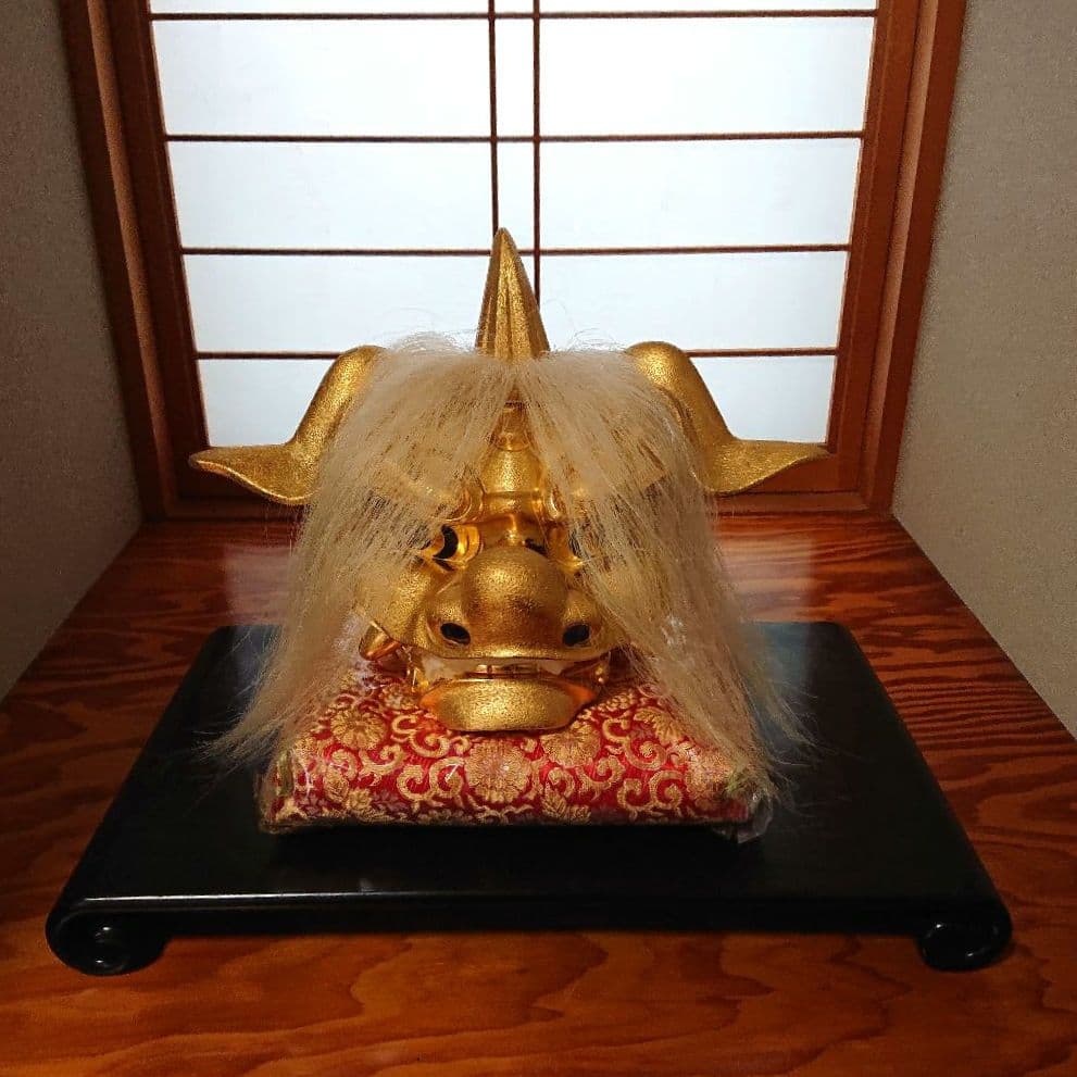 獅子頭 金箔 富山県井波彫刻